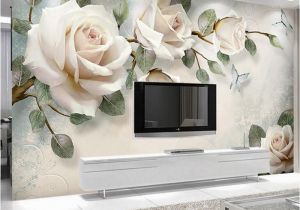 White Flower Wall Mural 3d Custom Modern Wallpaper Mural Painting White Rose Flowers for Living Room Bedroom Tv Background Floral Home Decor Paper Free High Res