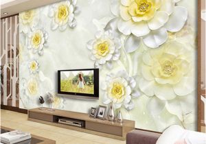 White Flower Wall Mural Custom 3d Mural Wallpaper Modern White Flower Stereo Relief Fresco Living Room Hotel Backdrop Wall Decor Wallpaper for Walls 3 D Wallpaper Hd