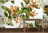 White Flower Wall Mural Custom Papel De Parede Floral and Made White Flowers Wall