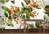 White Flower Wall Mural Custom Papel De Parede Floral and Made White Flowers Wall