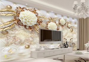 White Flower Wall Mural Gold Bedroom Walls Us $9 3 F Beibehang 3d Wallpaper Luxury