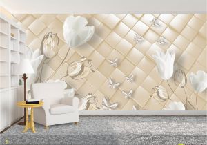 White Flower Wall Mural Wallpaper Flowers White Tulips