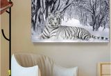 White Tiger Wall Mural 2019 White Tiger Landscape Print Canvas Painting Home Decor Canvas Wall Art Picture Digital Art Print for Living Room From Utoart $15 36