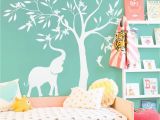 White Tree Wall Mural Elegant White Tree Wall Decal White Elephant Elephant