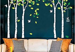 White Tree Wall Mural Fymural 5 Trees Wall Decals forest Mural Paper for Bedroom Kid Baby Nursery Vinyl Removable Diy Decals 103 9×70 9 White Green