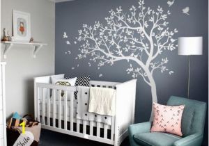 White Tree Wall Mural White Tree Decals Nursery Tree Decals with Birds