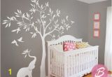 White Tree Wall Mural White Tree Wall Decal Wall Decal with Elephant Tree
