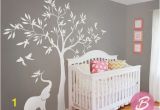 White Tree Wall Mural White Tree Wall Decal Wall Decal with Elephant Tree