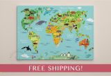 Whole Wide World Wall Mural Children S World Map Print World Map On Canvas Nursery