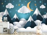 Whole Wide World Wall Mural Tapete Fototapete Kinderzimmer Babyzimmer Berge Mond