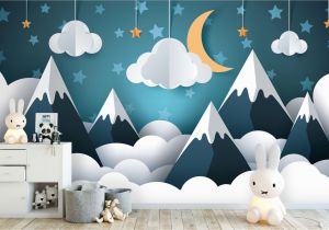 Whole Wide World Wall Mural Tapete Fototapete Kinderzimmer Babyzimmer Berge Mond