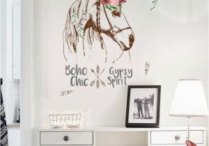 Wild Horses Wall Mural Horse Head Personality Wall Sticker Mural Removable Diy Room Decor