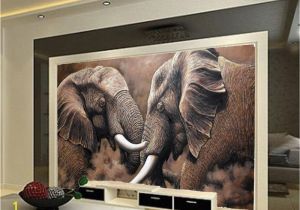 Wildlife Murals for Walls Beibehang Custom Wallpaper Hd African Elephant Stereo Oil Painting