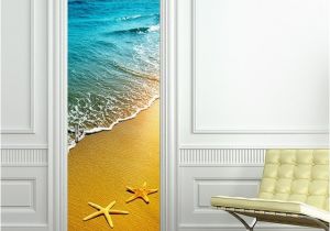 Window Cling Murals 3d Wall Sticker Starfish and Beach Door Stickers Decal Art Decor