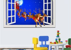 Window Cling Murals Cartoon Merry Christmas Sticker Window Scenery 3d Wallpaper Wall