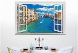 Window Cling Murals Fashion Venice Italy 3d Window View Wall Stickers Mural