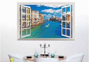 Window Cling Murals Fashion Venice Italy 3d Window View Wall Stickers Mural