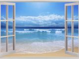 Window Illusion Murals Huge 3d Window Exotic Beach View Wall Stickers Mural Art Decal