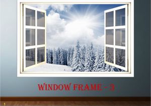 Window View Wall Mural 3d Window forest Landscape Wall Decor Vinyl Sticker Nature