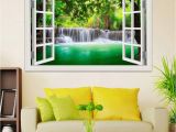 Window Wall Murals Uk 3d Window View Decals Waterfall Scenery Landscape Wallpaper Wall Mural Stickers Pvc Vinyl Sticker Home Decoration Train Wall Stickers Tree Decals From