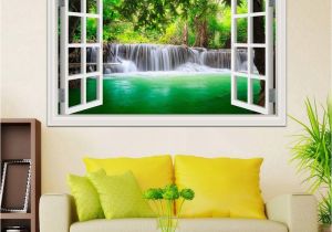 Window Wall Murals Uk 3d Window View Decals Waterfall Scenery Landscape Wallpaper Wall Mural Stickers Pvc Vinyl Sticker Home Decoration Train Wall Stickers Tree Decals From
