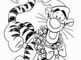 Winnie the Pooh Christmas Coloring Pages Disney Christmas Tiger Wear the Hat and Tie Coloring Pages
