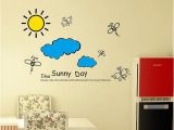 Winnie the Pooh Wall Mural Stickers Us $4 04 Off Sun Blue Sky Clouds Wall Sticker Cartoon for Kids Rooms Wall Decor Bedroom Diy Art Mural Home Decals Nursery Pvc Home Decoration In