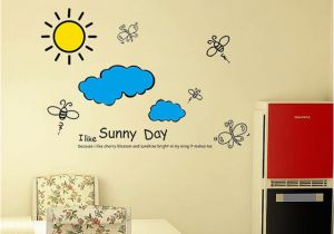 Winnie the Pooh Wall Mural Stickers Us $4 04 Off Sun Blue Sky Clouds Wall Sticker Cartoon for Kids Rooms Wall Decor Bedroom Diy Art Mural Home Decals Nursery Pvc Home Decoration In