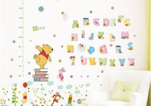 Winnie the Pooh Wall Mural Stickers Winnie the Pooh 26 Letters Home Decor Height Measure Wall Stickers Diy Alphabet Mural for Kids Rooms Bedroom School Decal