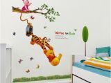 Winnie the Pooh Wallpaper Murals Animal Cartoon Winnie the Pooh Tree Wall Stickers for Kids Baby