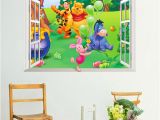 Winnie the Pooh Wallpaper Murals Cartoon Winnie Pooh Window Wall Sticker for Kids Room Bedroom Bear