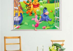 Winnie the Pooh Wallpaper Murals Cartoon Winnie Pooh Window Wall Sticker for Kids Room Bedroom Bear