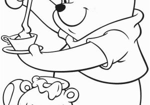 Winnie the Pooh with Honey Coloring Pages Winnie the Pooh Enjoying Tea with Honey Coloring Page