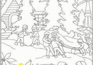 Winter Scene Coloring Pages Snowy Winter Christmas Scene Coloring Page