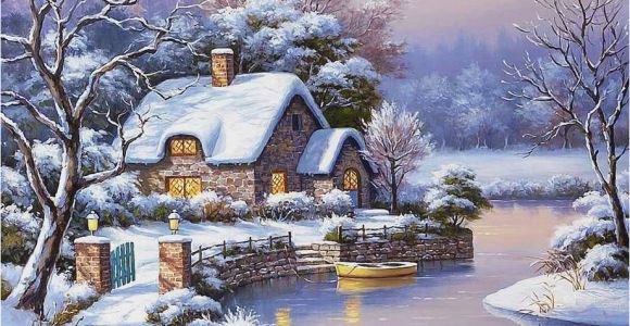 Winter Scene Wall Murals Winter Countryside — Snow Landscape Paint by Numbers