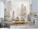 Winter Trees Wall Mural Hand Painted Plant forest Trees Wallpaper Wall Mural Trees