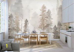 Winter Trees Wall Mural Hand Painted Plant forest Trees Wallpaper Wall Mural Trees