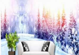 Winter Trees Wall Mural Us $16 25 Off Wallpaper 3d Winter Snowy Mountain Pine Elk Mysterious White World Living Room Hotel Background Wallpaper Murals W Tapety Od