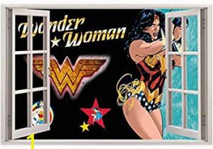 Wonder Woman Wall Mural Amazon Wonder Woman 3d Window View Decal Wall Sticker