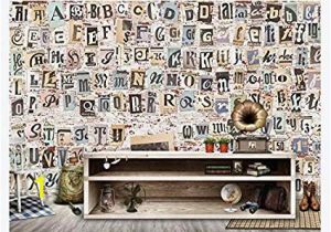 Wood Effect Wall Murals 3d Wallpaper Mural Old Newspaper torn Paper English Alphabet