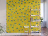 Wood Panel Wall Mural Happiness In Shapes 3 Yellow Light Blue Wall Mural