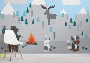 Woodland Animal Wall Mural Kids Mountain Scene Wall Mural In 2019 Ryan Stuff