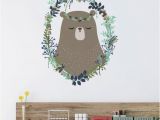 Woodland Animal Wall Mural Woodland Wreath Bear Wall Sticker Decal