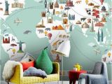 World Map Wall Mural for Nursery Wallpaper World Travel Map Peel and Stick Wall Mural