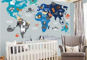 World Map Wall Mural for Nursery World Map Nursery Wall Decal Nursery Decor Wall Decal Nursery Map Decal Child Wall Decal Map Wall Decal World Decal World Map