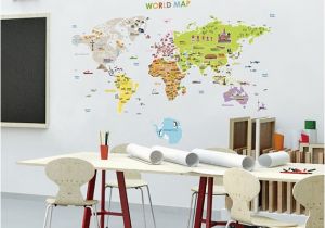 World Map Wall Mural for Nursery World Map Wall Decal Sticker World Map Sticker