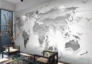 World Mural Wall Map 3d Simple Metallic World Map Wallpaper Removable Self