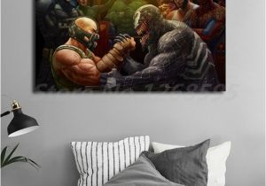 Wrestling Wall Mural Venom Marvel Vs Bane Dc In An Arm Wrestling Match Art Canvas