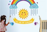 You are My Sunshine Wall Mural Stickerskart Red and Yellow Nursery School You are My