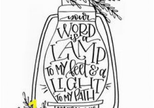 Your Word is A Lamp Unto My Feet Coloring Page Bible Verse Calligraphy